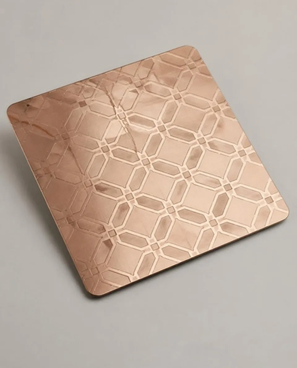 Rose Gold Etched stainless steel sheet